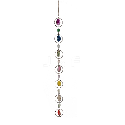 Iron & Brass & Crystal Glass Sun Catcher Pendants HJEW-K049-07-1