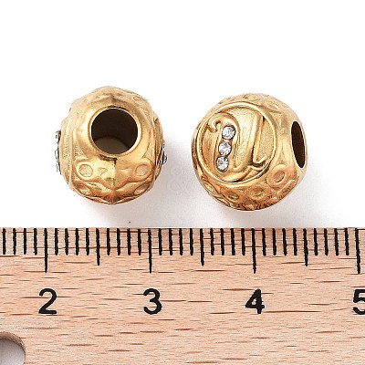 Ion Plating(IP) 304 Stainless Steel Rhinestone European Beads STAS-A092-10U-G-1