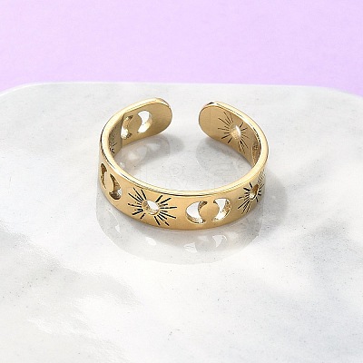 304 Stainless Steel Open Cuff Rings X-RJEW-K245-55G-1