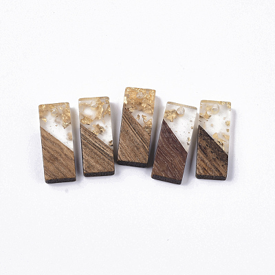 Transparent Resin & Walnut Wood Pendants X-RESI-Q210-007A-A01-1