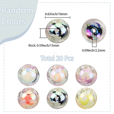 20Pcs UV Plating Acrylic Printed Beads TACR-SC0001-46A-1