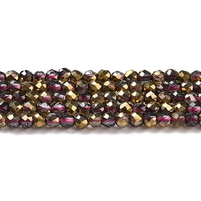 Transparent Electroplate Glass Beads Strands GLAA-H021-01A-HP07-1