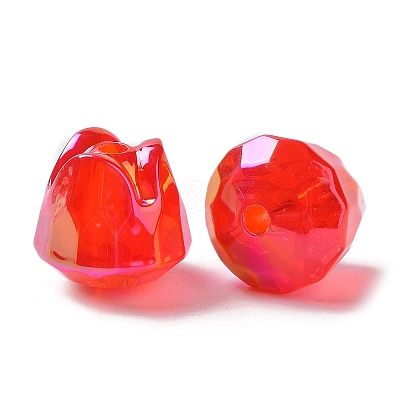 UV Plating Rainbow Iridescent Transparent Acrylic Beads MACR-D082-07-1