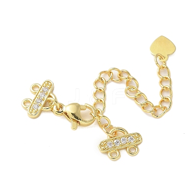 Brass Micro Pave Clear Cubic Zirconia End with Chains KK-P290-24G-1