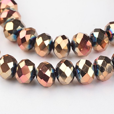 Electroplate Glass Bead Strands X-EGLA-G014-8mm-FP01-1