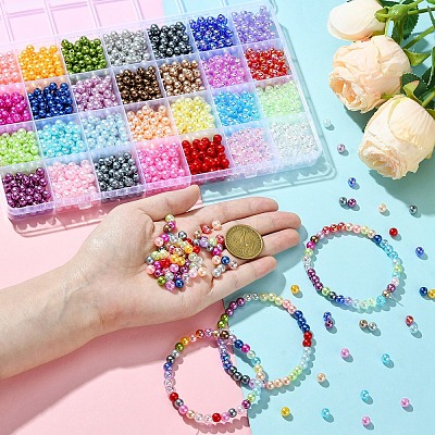 1960Pcs 28 Colors Spray Painted ABS Plastic Imitation Pearl & Transparent Acrylic Beads OACR-YW0001-90-1