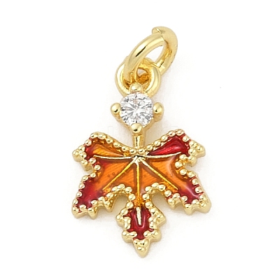 Brass Micro Pave Cubic Zirconia with Enamel Charms KK-G526-08G-1