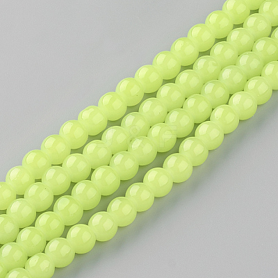 Baking Paint Imitation Jade Glass Round Bead Strands DGLA-Q021-6mm-08-1