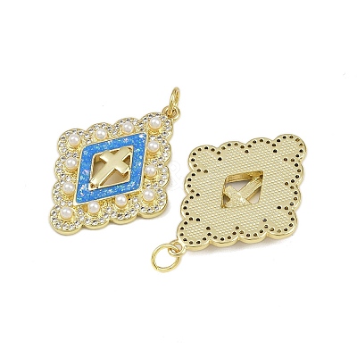 Brass Micro Pave Cubic Zirconia Enamel Pendants KK-L249-05G-1