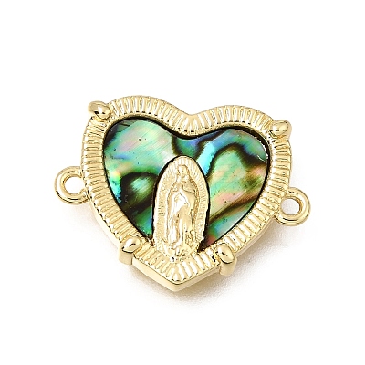 Virgin Mary Theme Brass & Natural Shell Connector Charms SH-CBA7C77-03A-G02-1