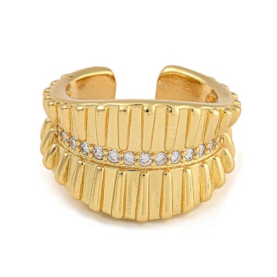 Brass Micro Pave Cubic Zirconia Cuff Rings RJEW-P127-08G-1
