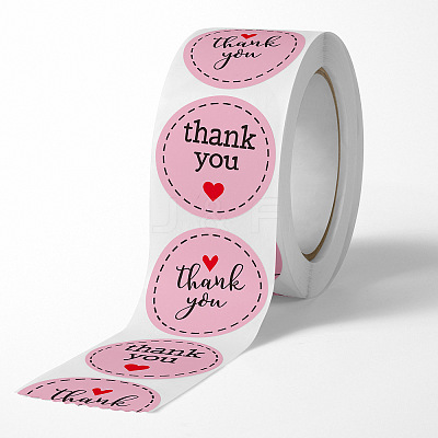 Thank You Flat Round Self Adhesive Paper Stickers Roll PW-WG64771-01-1
