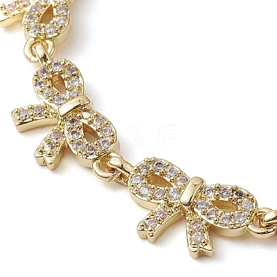 Brass Bowknot Link Chain Bracelets BJEW-D039-44G-1