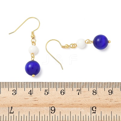 Electroplated 304 Stainless Steel Cat Eye Dangle Earrings EJEW-Z129-14G-02-1