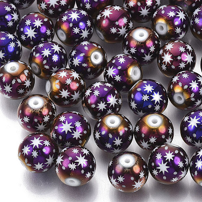 Christmas Electroplate Glass Beads LS-X-EGLA-R113-07G-1