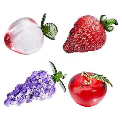 4Pcs 4 Styles Handmade Lampwork Fruits Display Decorations DJEW-DR0001-16-1