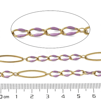 304 Stainless Steel Enamel Link Chains CHS-U003-01G-03-1