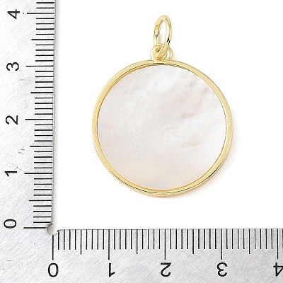 Brass Micro Pave Clear Cubic Zirconia & Natural White Shell Pendants CU-CBA6938-12G-01-1