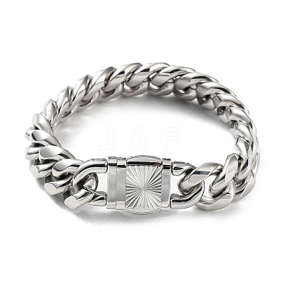 Non-Tarnish 304 Stainless Steel Cuban Link Chains Bracelets for Men & Women BJEW-D031-20P-1