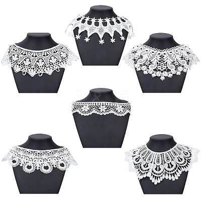 6Pcs 6 Styles Polyester Embroidery Lace Collar AJEW-CY0002-84-1