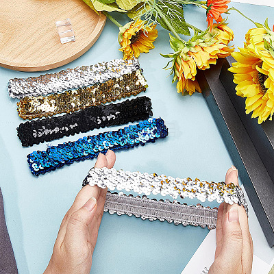 12Pcs 4 Colors Yarn & Rubber Elastic Headbands OHAR-GF0001-17-1
