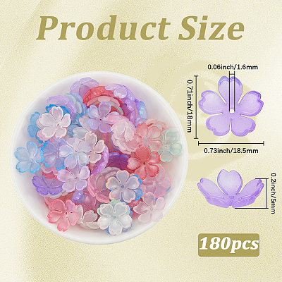 180Pcs Transparent Imitation Jelly Acrylic Bead Caps JACR-PA0001-01-1