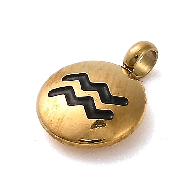 304 Stainless Steel Black Enamel Charms STAS-R009-02G-10-1