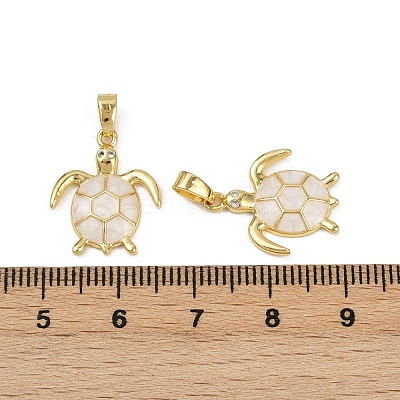 Brass Micro Pave Cubic Zirconia Pendants X-KK-C093-09G-01-1