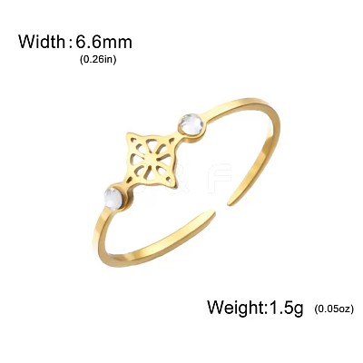 304 Stainless Steel Rhinestone Cuff Open Rings WGC7962-02-1