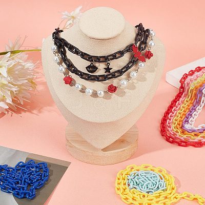 40 Strands 10 Colors Opaque Acrylic Cable Chains SACR-SC0001-15-1