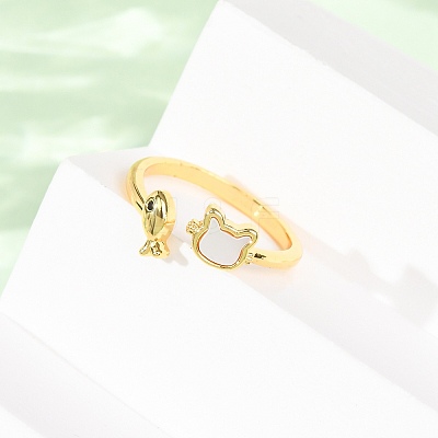 Brass Micro Pave Cubic Zirconia Cuff Rings for Women RJEW-K309-39C-G-1