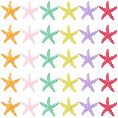30Pcs 6 Colors Opaque Resin Cabochons AJEW-GF0013-81-1