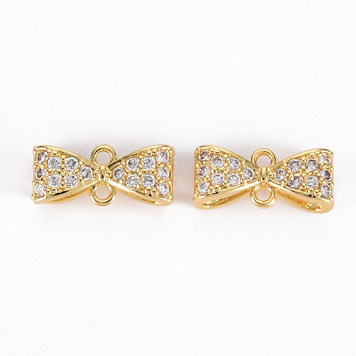 Brass Micro Pave Clear Cubic Zirconia Link Connectors ZIRC-S068-020-NF-1