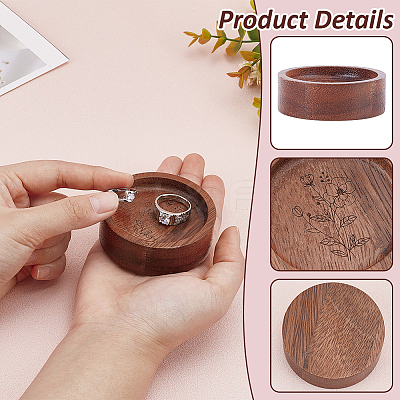 Wood Finger Ring Display Plate RDIS-WH0007-10-1
