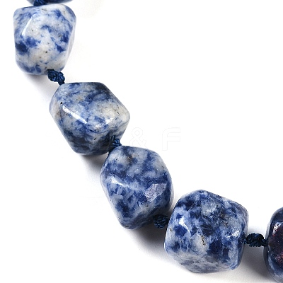 Natural Blue Spot Jasper Nuggets Beaded Necklaces for Women Men NJEW-K388-01M-1