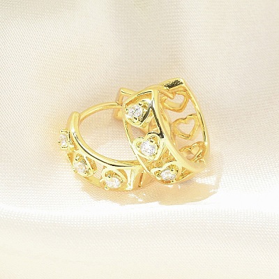 Brass Micro Pave Clear Cubic Zirconia Stud Earrings EJEW-C122-07G-1