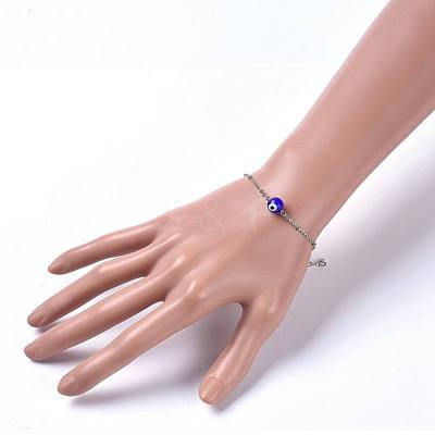 Handmade Lampwork Evil Eye Beads Beaded Bracelets BJEW-JB04462-02-1