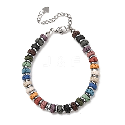 Chakra Dyed Natural Lava Rock Heishi Beaded Bracelets GG-CBA922D-02-1