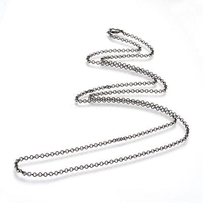 Iron Rolo Chains Necklace Making MAK-R015-75cm-B-1