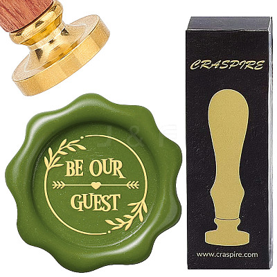 Brass Wax Seal Stamps with Wood Handle AJEW-WH0412-0139-1