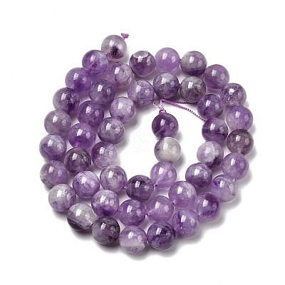 Natural Lavender Amethyst Round Bead Strands G-O134-08-8mm-01-1