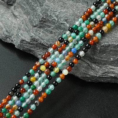 Natural Agate Round Bead Strands G-A130-3mm-K03-1
