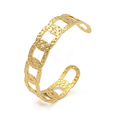 304 Stainless Steel Oval Open Cuff Bangles for Women LS-BJEW-E100-05G-1