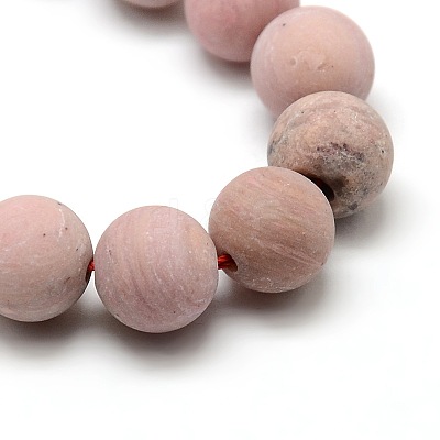 Natural Frosted Rhodonite Round Bead Strands G-M064-10mm-04-1