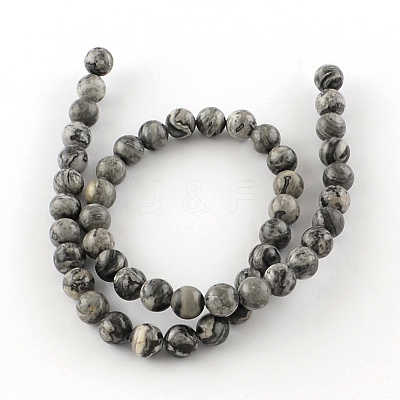 Natural Map Stone/Picasso Stone/Picasso Jasper Beads Strands G-S188-6mm-1