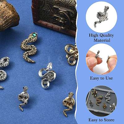 6Pcs 6 Styles Snake Zinc Alloy Lapel Pin Backs for Backpack Clothes JEWB-CJ0001-64-1