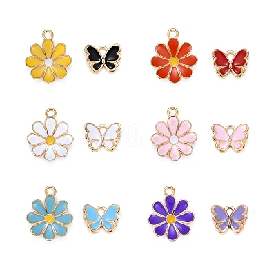 120Pcs 12 Styles Alloy Enamel Pendants ENAM-LS0001-23LG-1