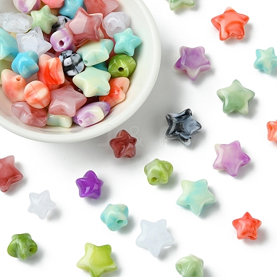 60Pcs 2 Styles Opaque Imitation Gemstone Acrylic Beads OACR-FS0001-85-1