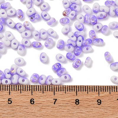 Two Tone Baking Paint Glass Seed Beads SEED-C003-01G-1