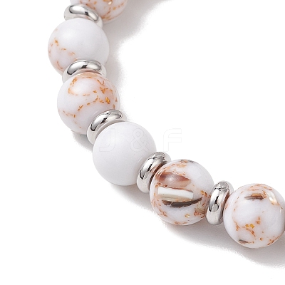2Pcs Sea Shell & Synthetic Turquoise Assembled & Natural Rhodochrosite Beads Stretch Bracelet Set for Men Women BJEW-JB12125-1